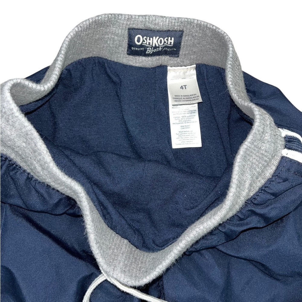 OshKosh B’Gosh Jersey Lined Athletic Windbreaker Pants 4T Navy Blue - Picture 3 of 9